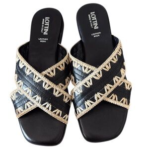 Lottini Sandals Flats Made in Italy Black‎ Size Size 39 8 NWT